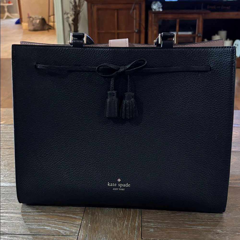 Kate Spade Black Leather Handbag with Tassels